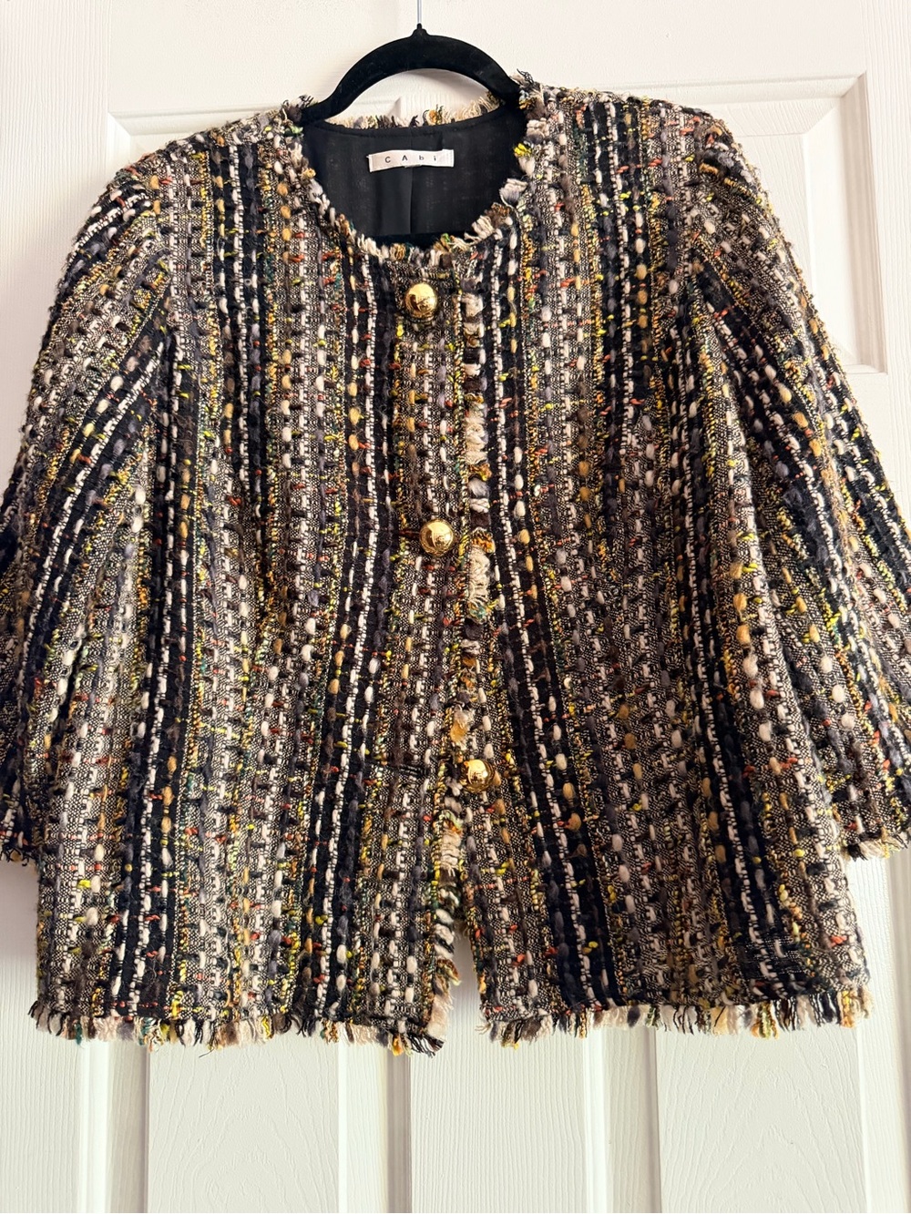 CAbi Textured Tweed Blazer in Black, Gray, Gold